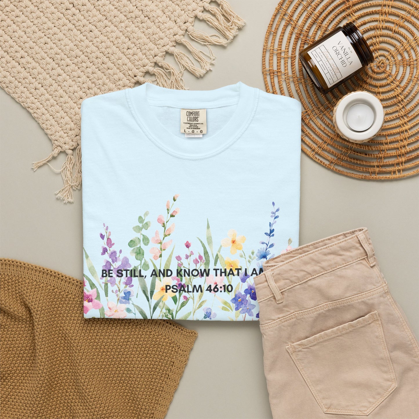 "BE STILL" Watercolor Wildflower Tee