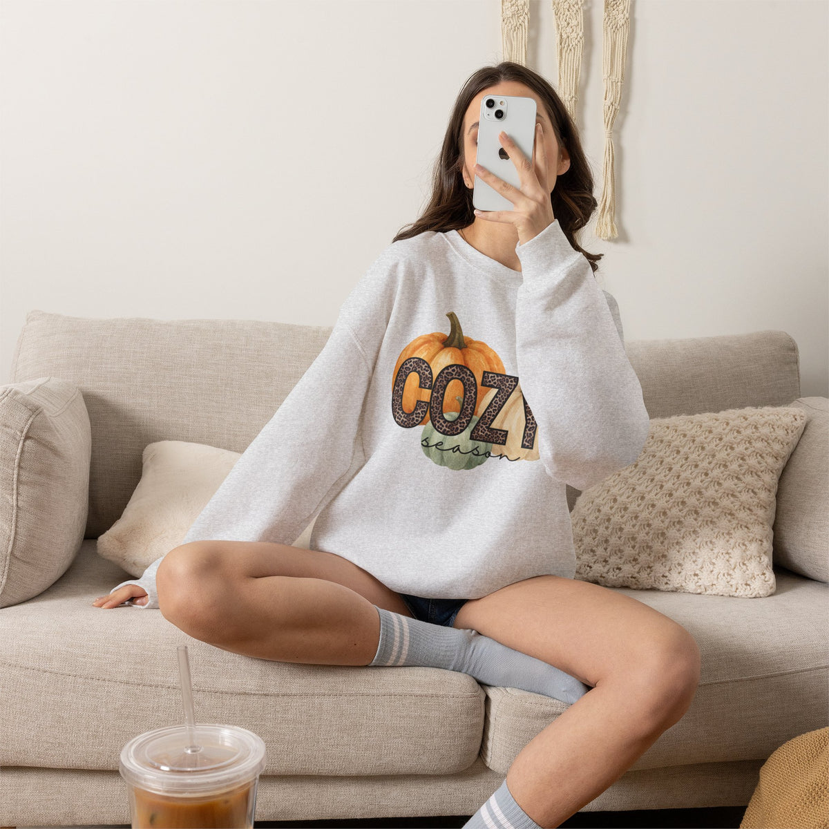 Cozy Season Sweatshirt – Autumn Pumpkin Crewneck