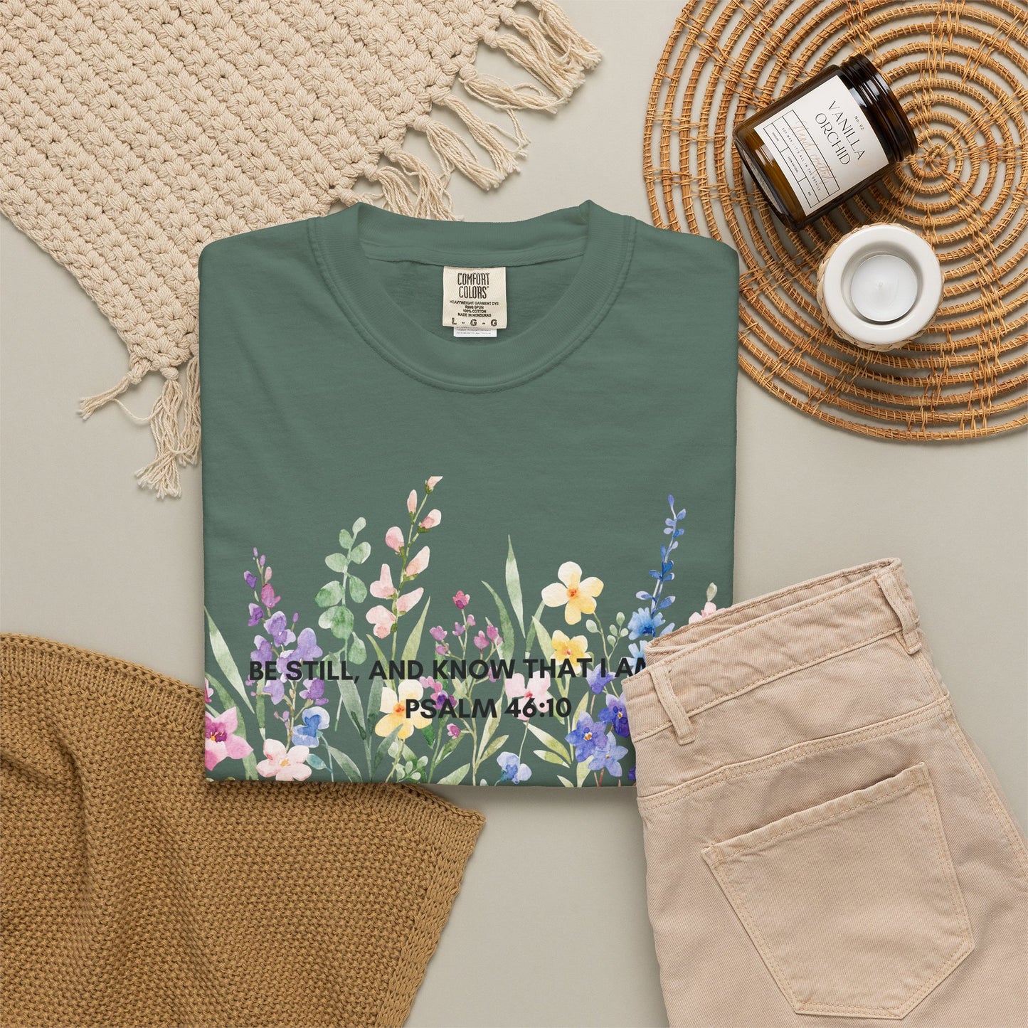 "BE STILL" Watercolor Wildflower Tee