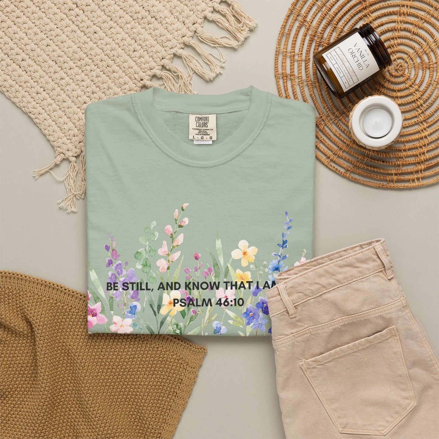 "BE STILL" Watercolor Wildflower Tee