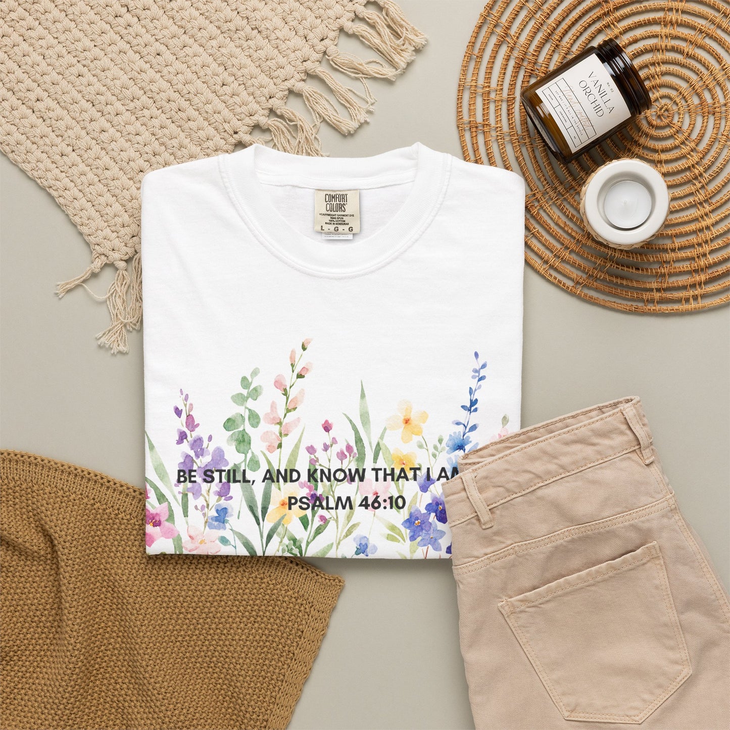 "BE STILL" Watercolor Wildflower Tee