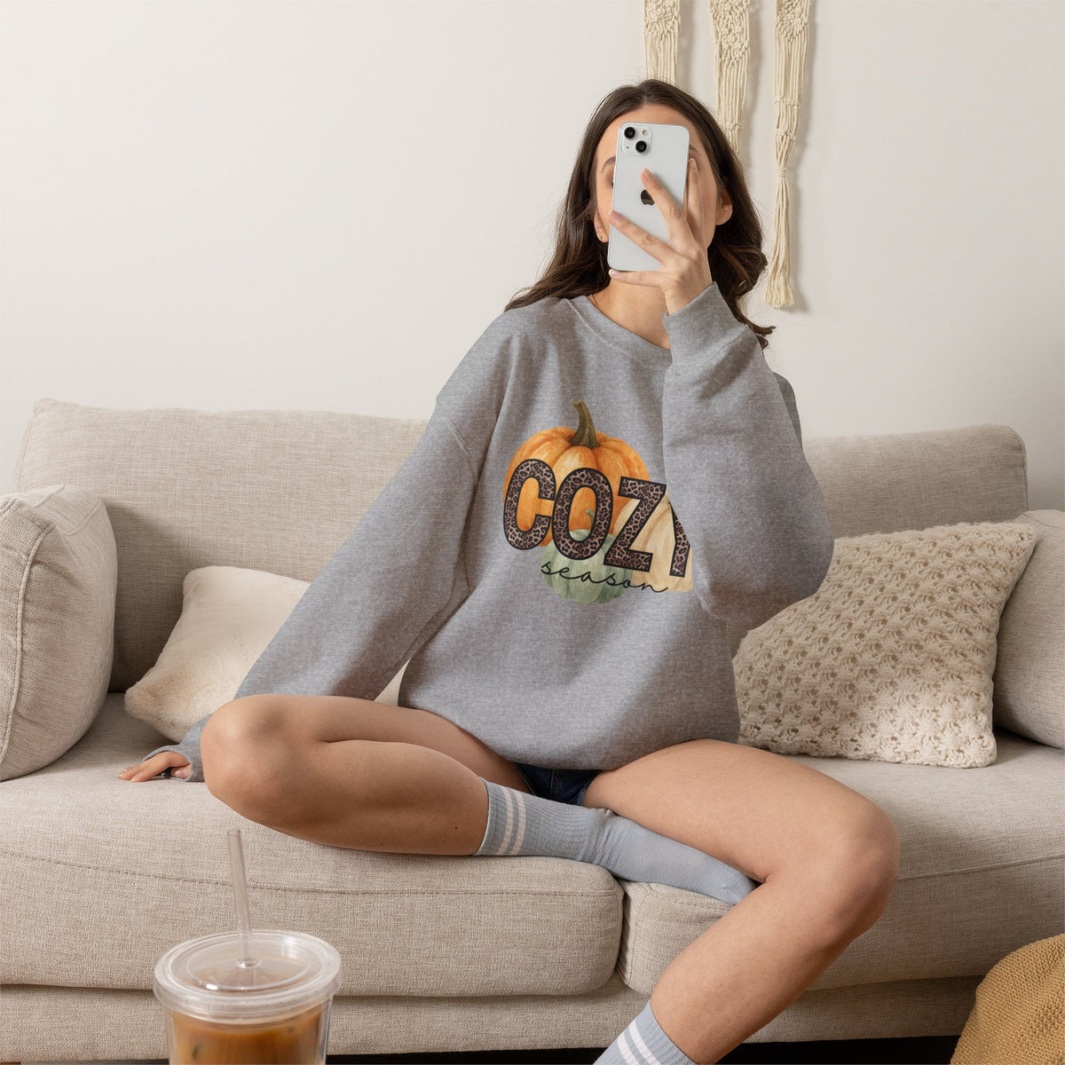 Cozy Season Sweatshirt – Autumn Pumpkin Crewneck