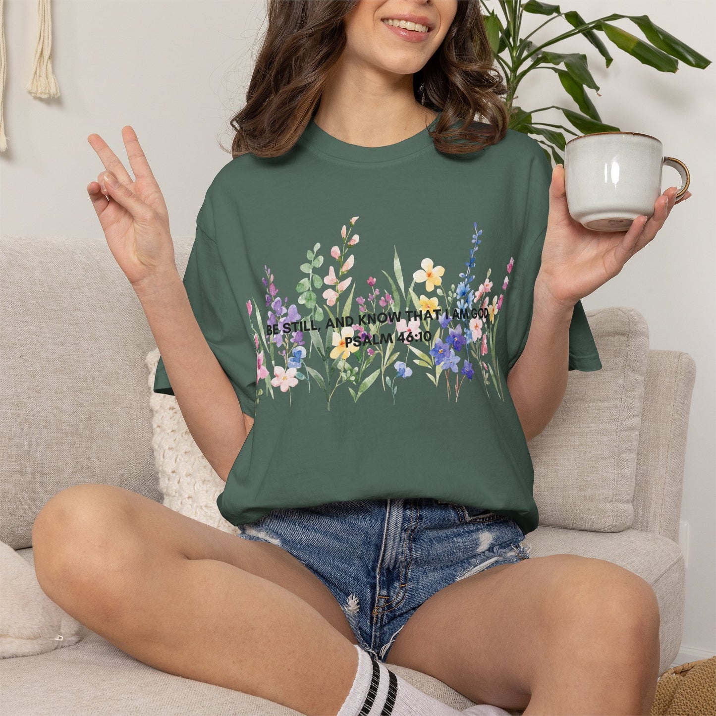 "BE STILL" Watercolor Wildflower Tee