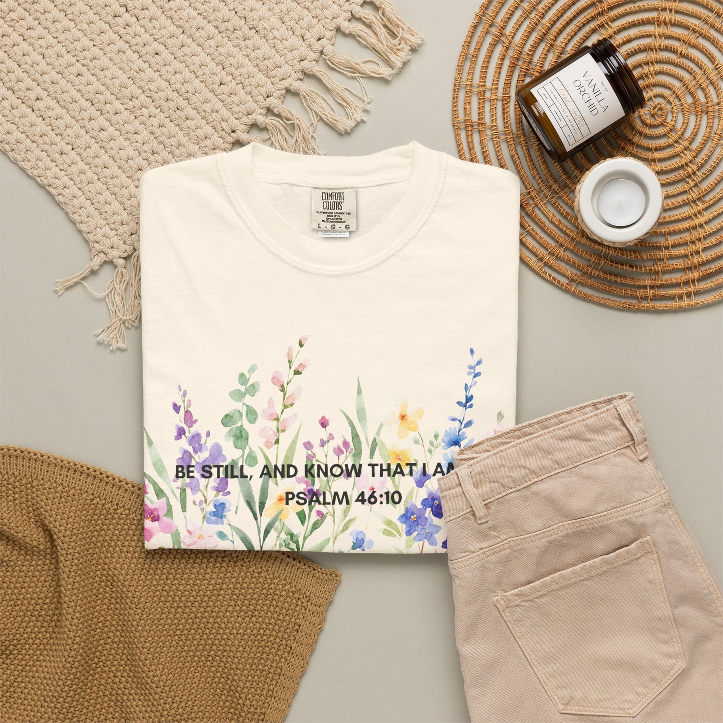 "BE STILL" Watercolor Wildflower Tee